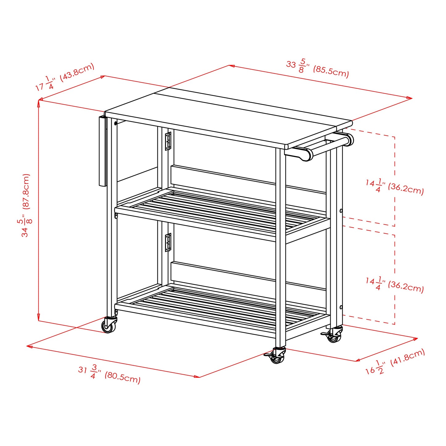 Radley Kitchen Cart, Foldable, Light Oak