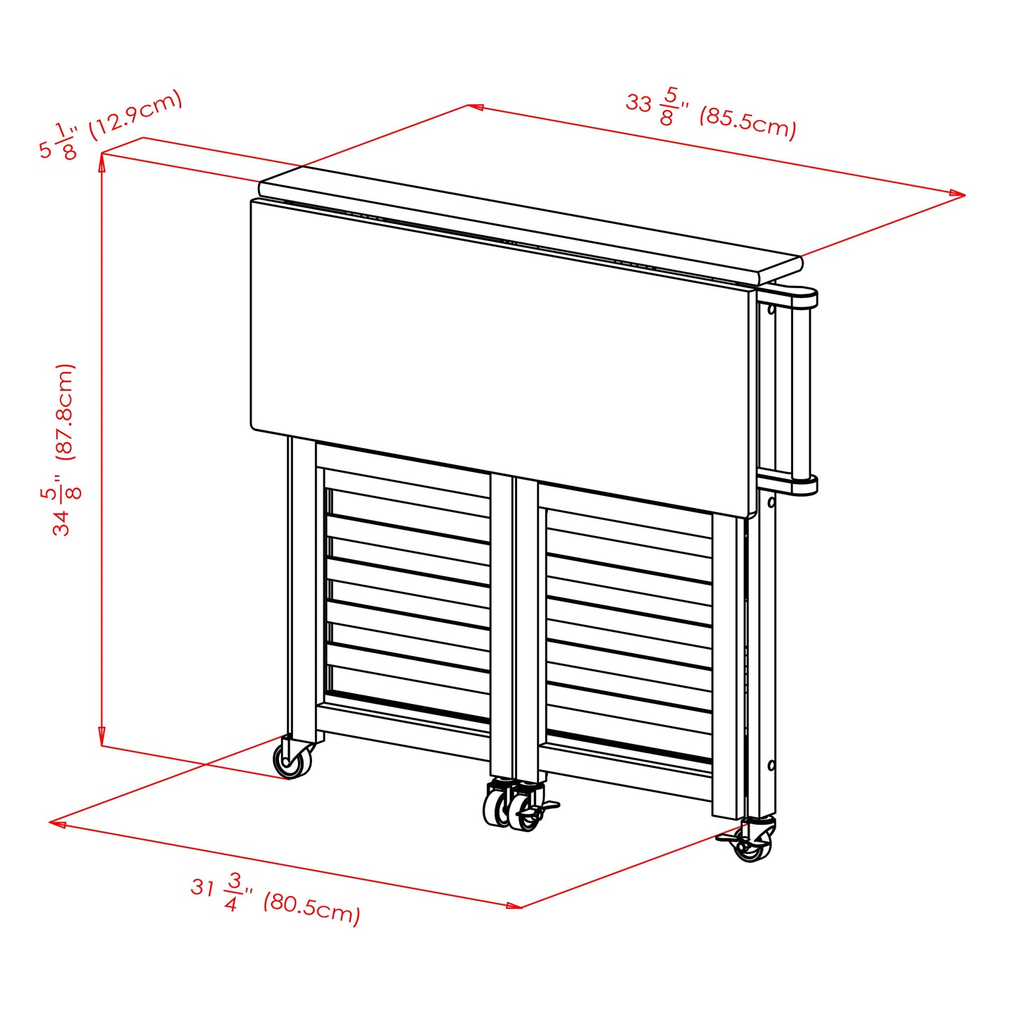 Radley Kitchen Cart, Foldable, Light Oak