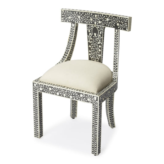 Vivienne Garden Bone Inlay Accent Chair in Black and White  3557318