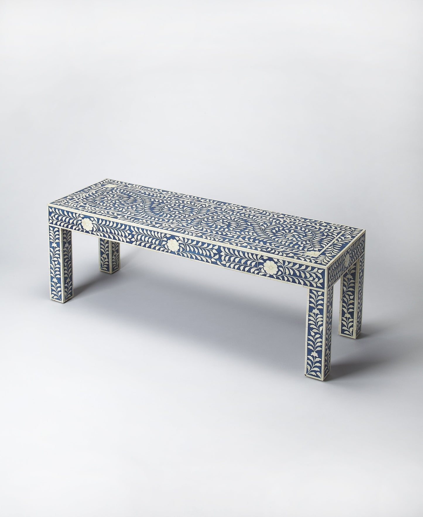 Vivienne Bone Inlay 47.5"W Bench in Blue  3558319