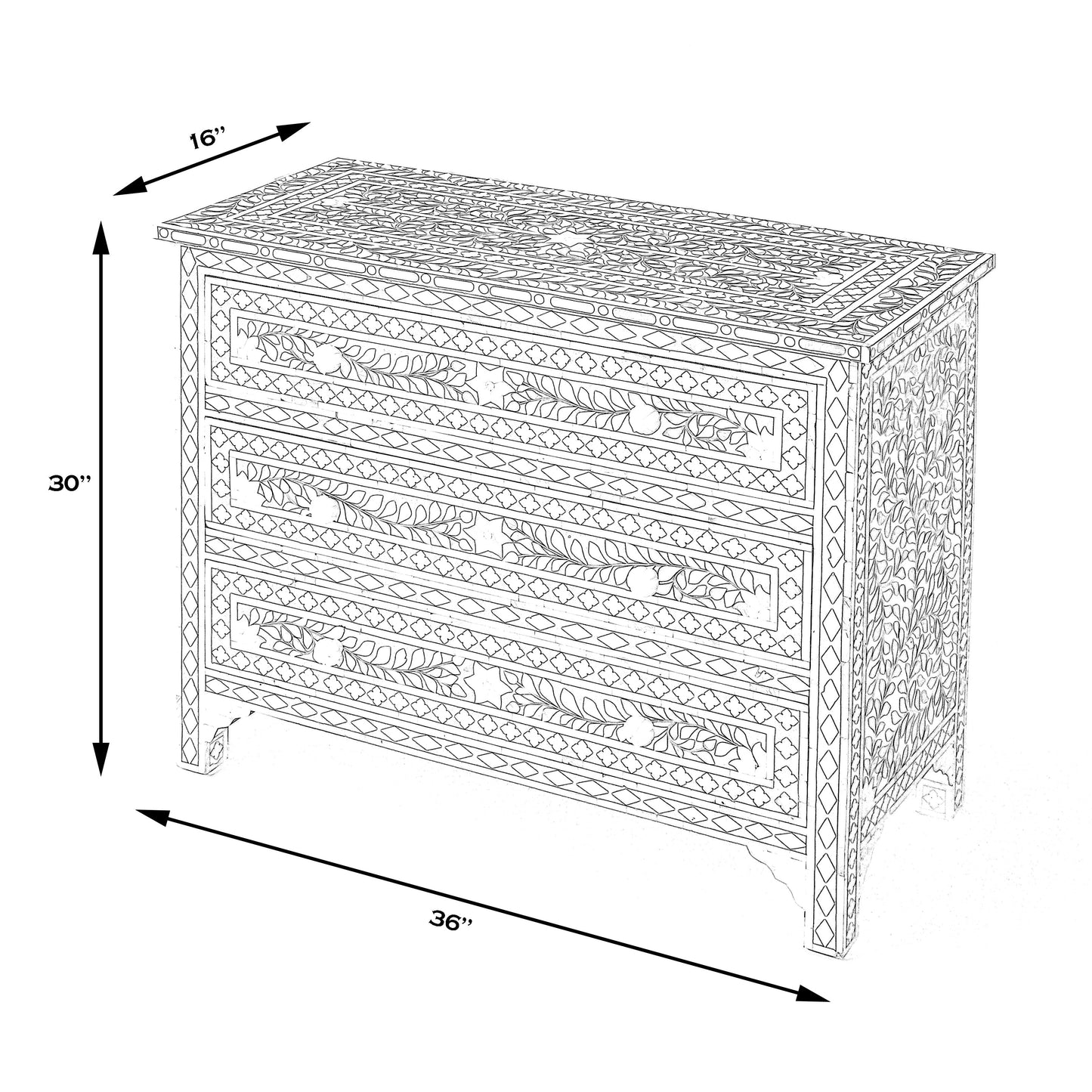 Vivienne Mother Of Pearl Drawer Chest in Black  3559318