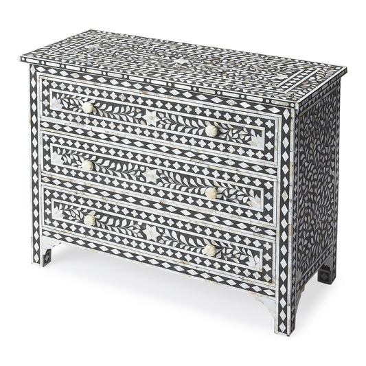 Vivienne Mother Of Pearl Drawer Chest in Black  3559318