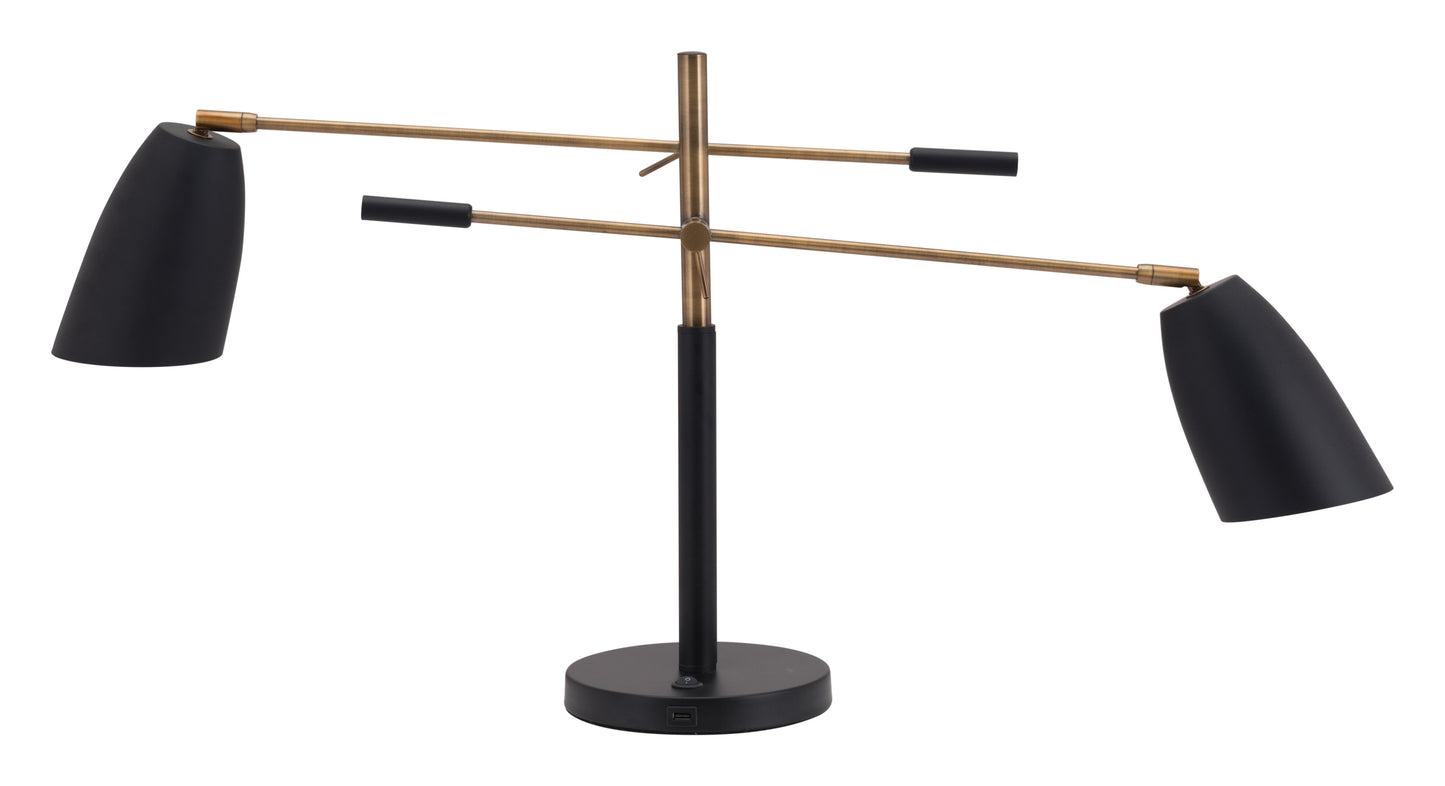 Tanner Table Lamp Black & Brass