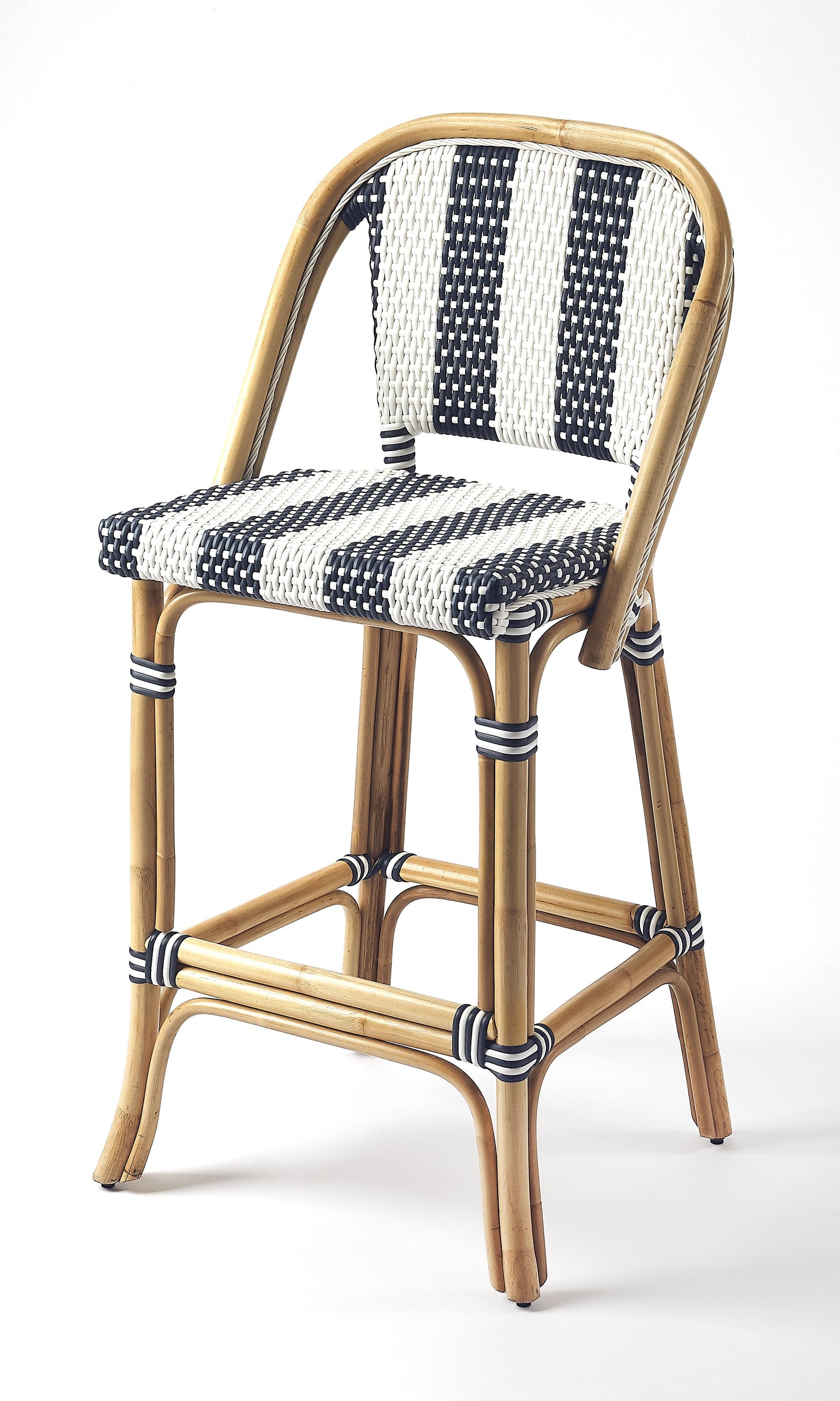 Lila Rattan 28" Bar Stool in Blue  3715291