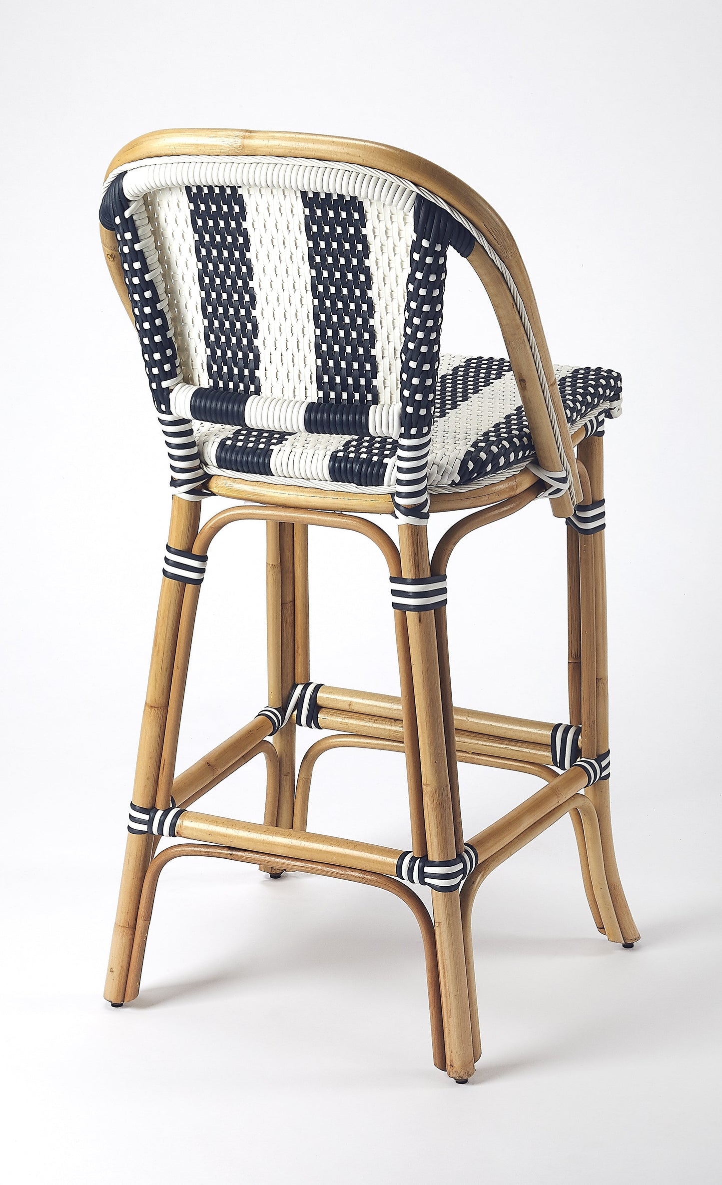 Lila Rattan 28" Bar Stool in Blue  3715291