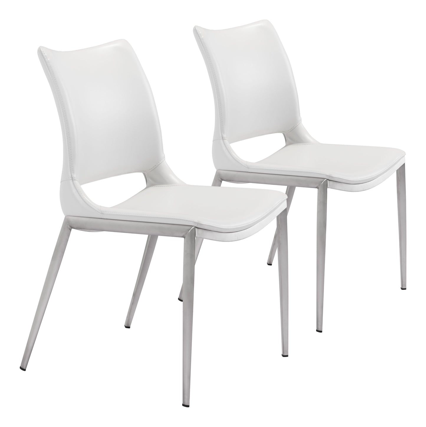 Ace Dining Chair (Set of 2) White & Silver