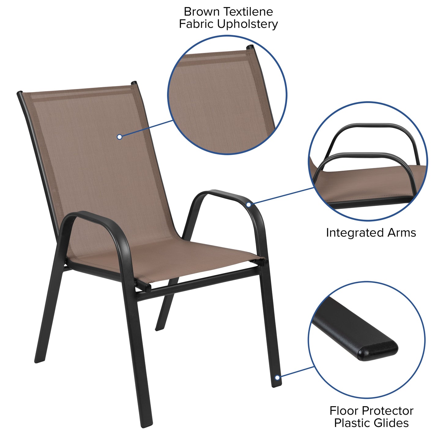 Set of 4 Sling Patio Chairs for Restaurant and Residential Outdoor Spaces