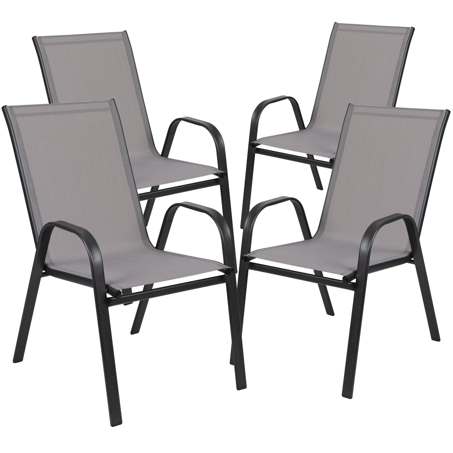 4PK Gray Patio Stack Chair 4-JJ-303C-G-GG