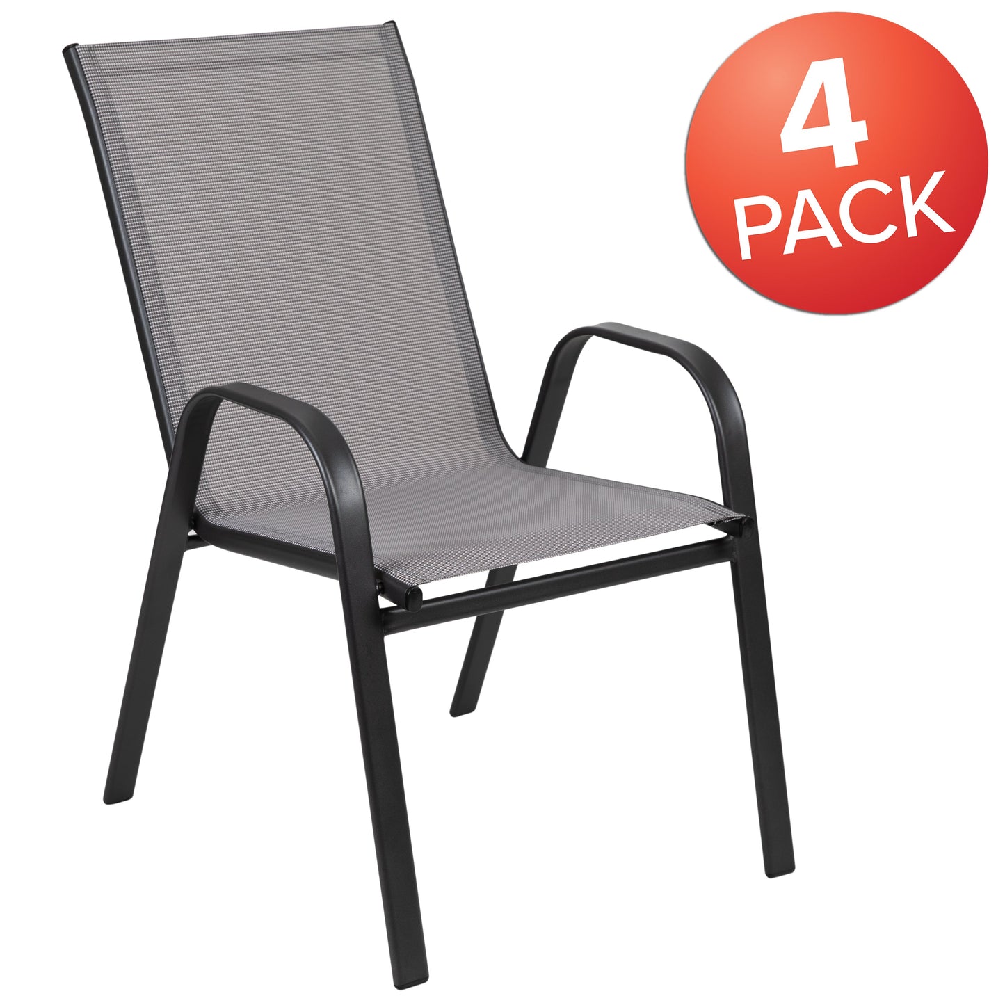 Set of 4 Sling Patio Chairs for Restaurant and Residential Outdoor Spaces