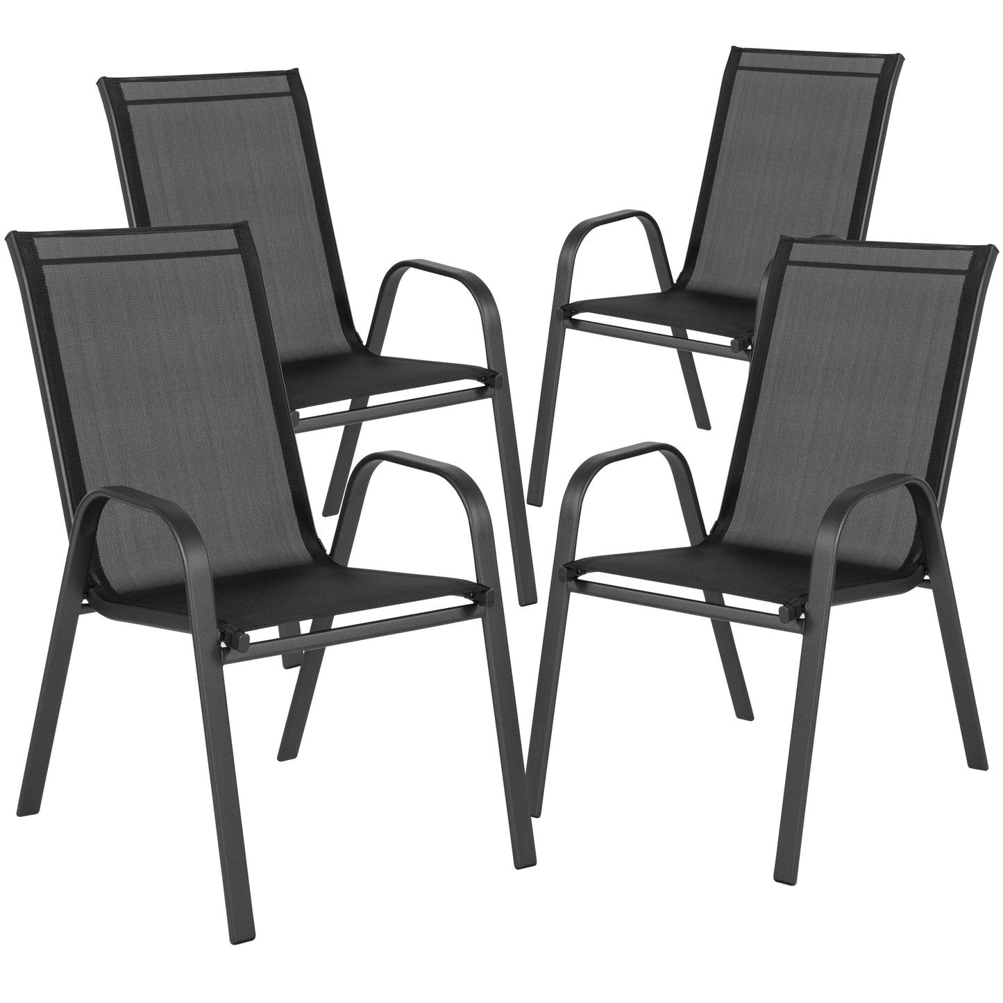 4PK Black Patio Stack Chair 4-JJ-303C-GG