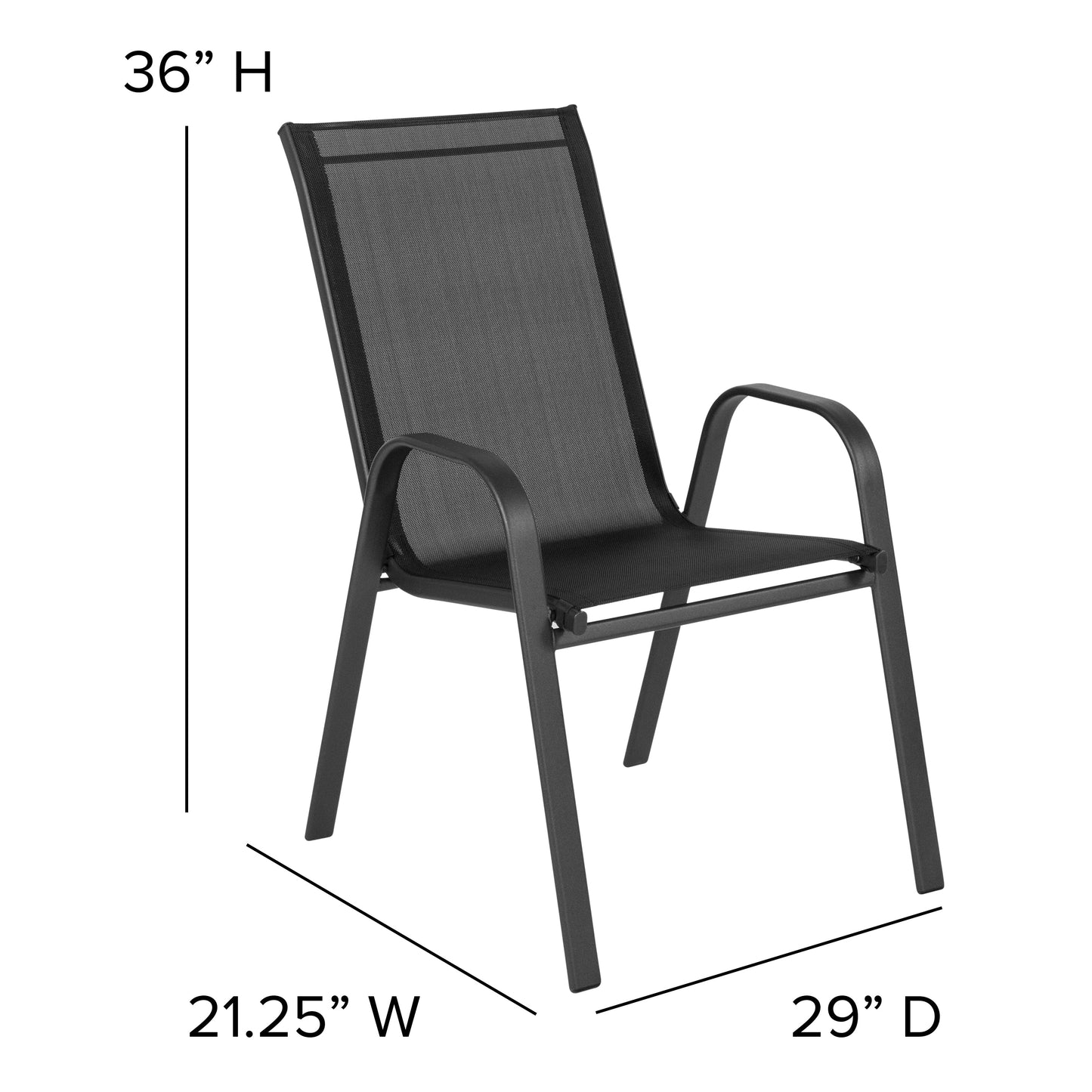 4PK Black Patio Stack Chair 4-JJ-303C-GG