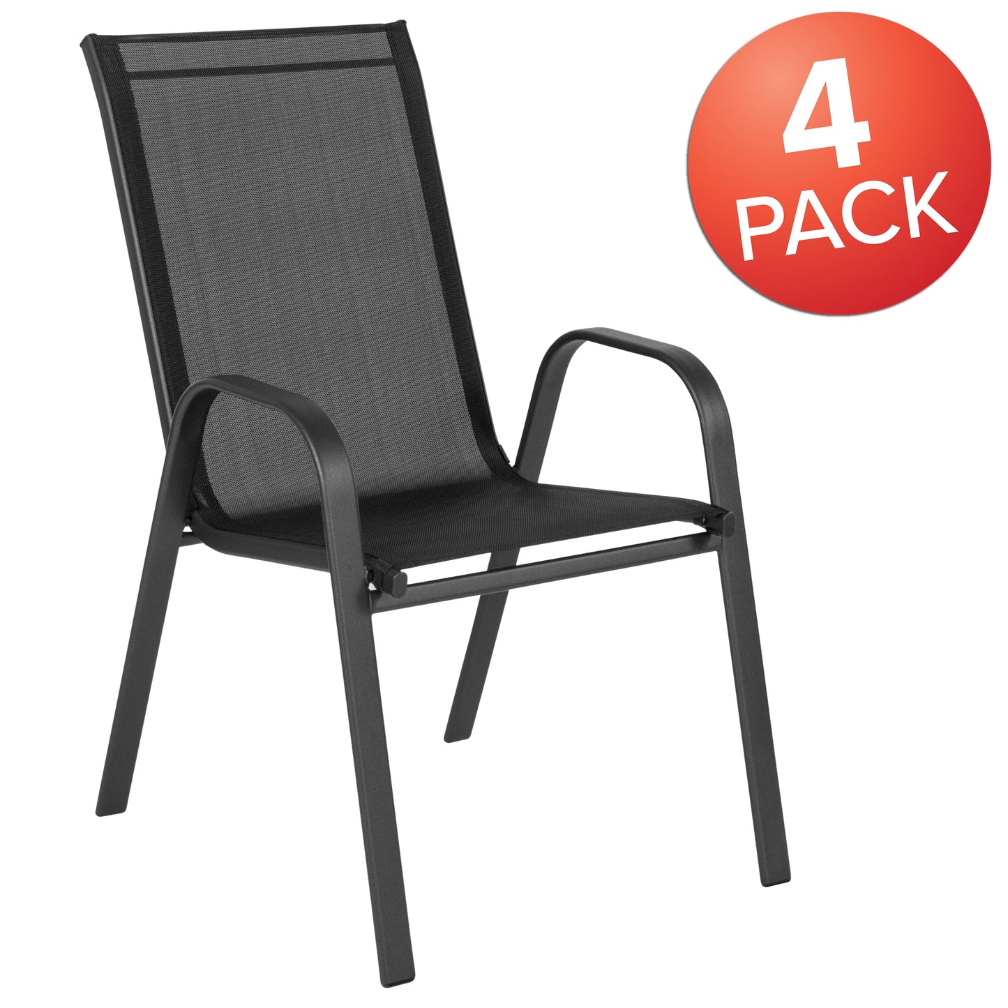 Set of 4 Sling Patio Chairs for Restaurant and Residential Outdoor Spaces