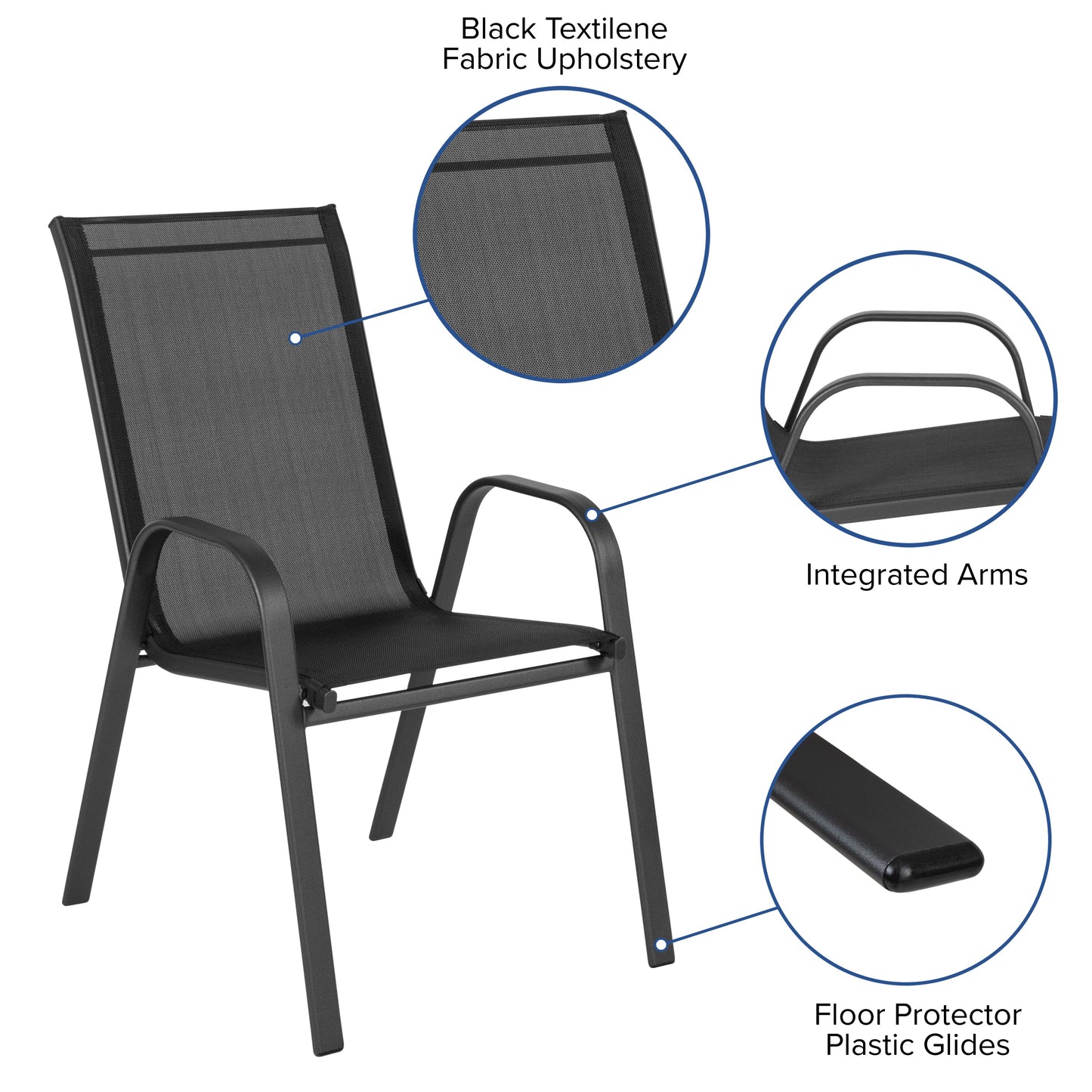 4PK Black Patio Stack Chair 4-JJ-303C-GG