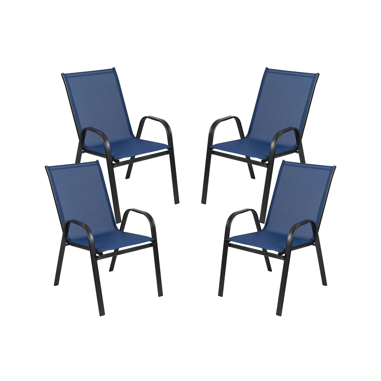 4PK Navy Patio Stack Chair 4-JJ-303C-NV-GG