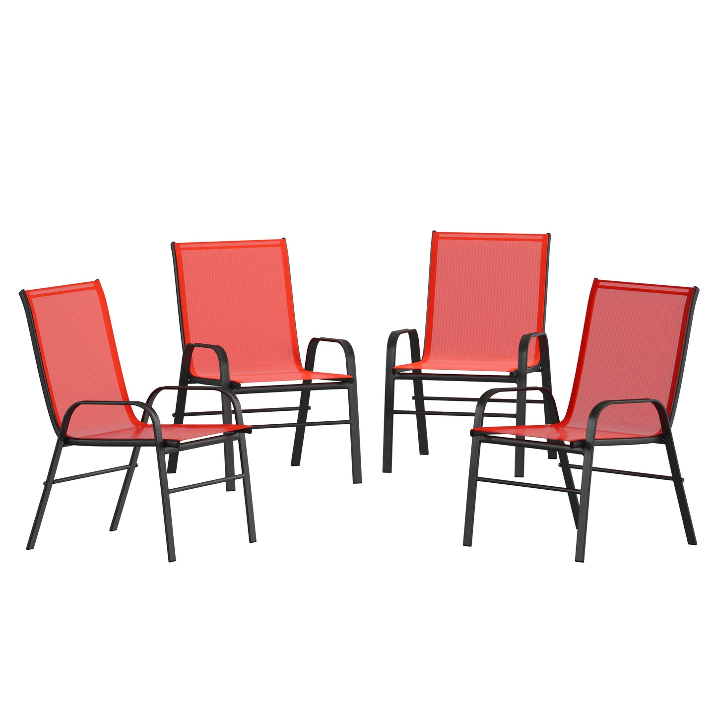 4PK Red Patio Stack Chair 4-JJ-303C-RD-GG