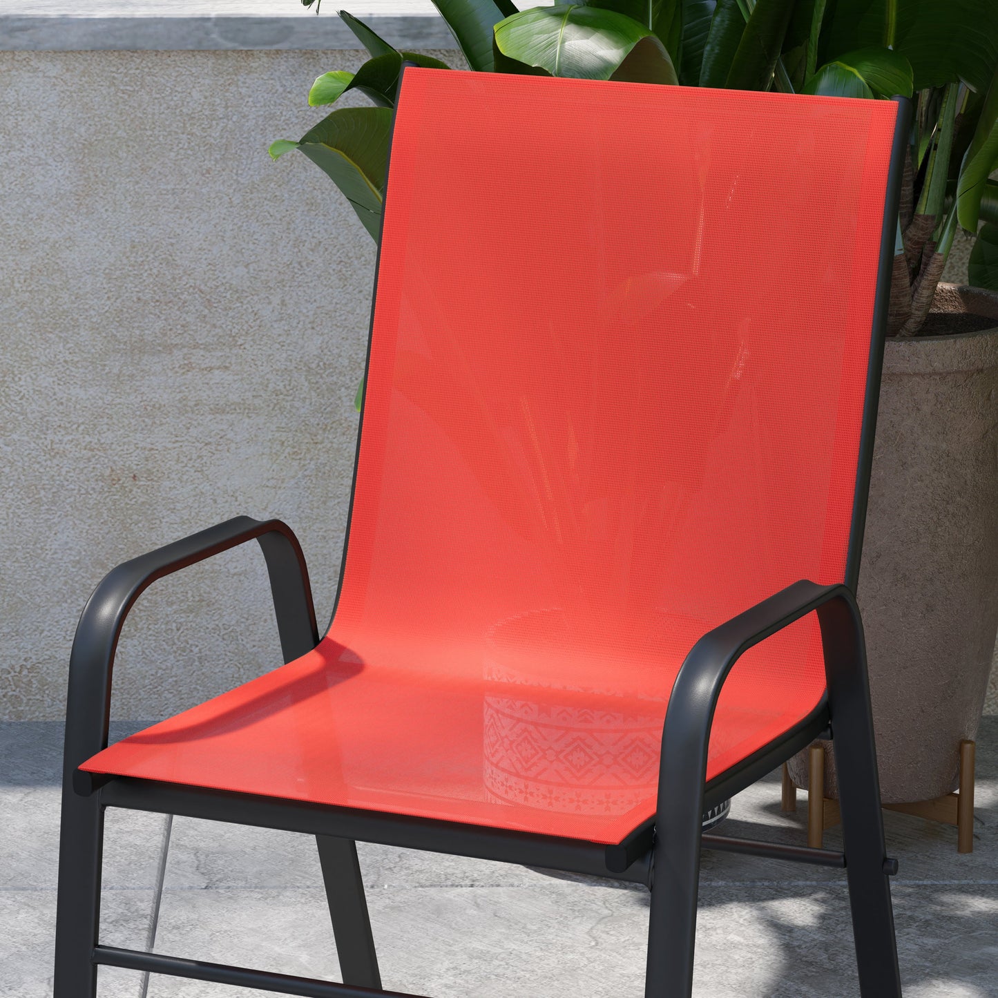 4PK Red Patio Stack Chair 4-JJ-303C-RD-GG