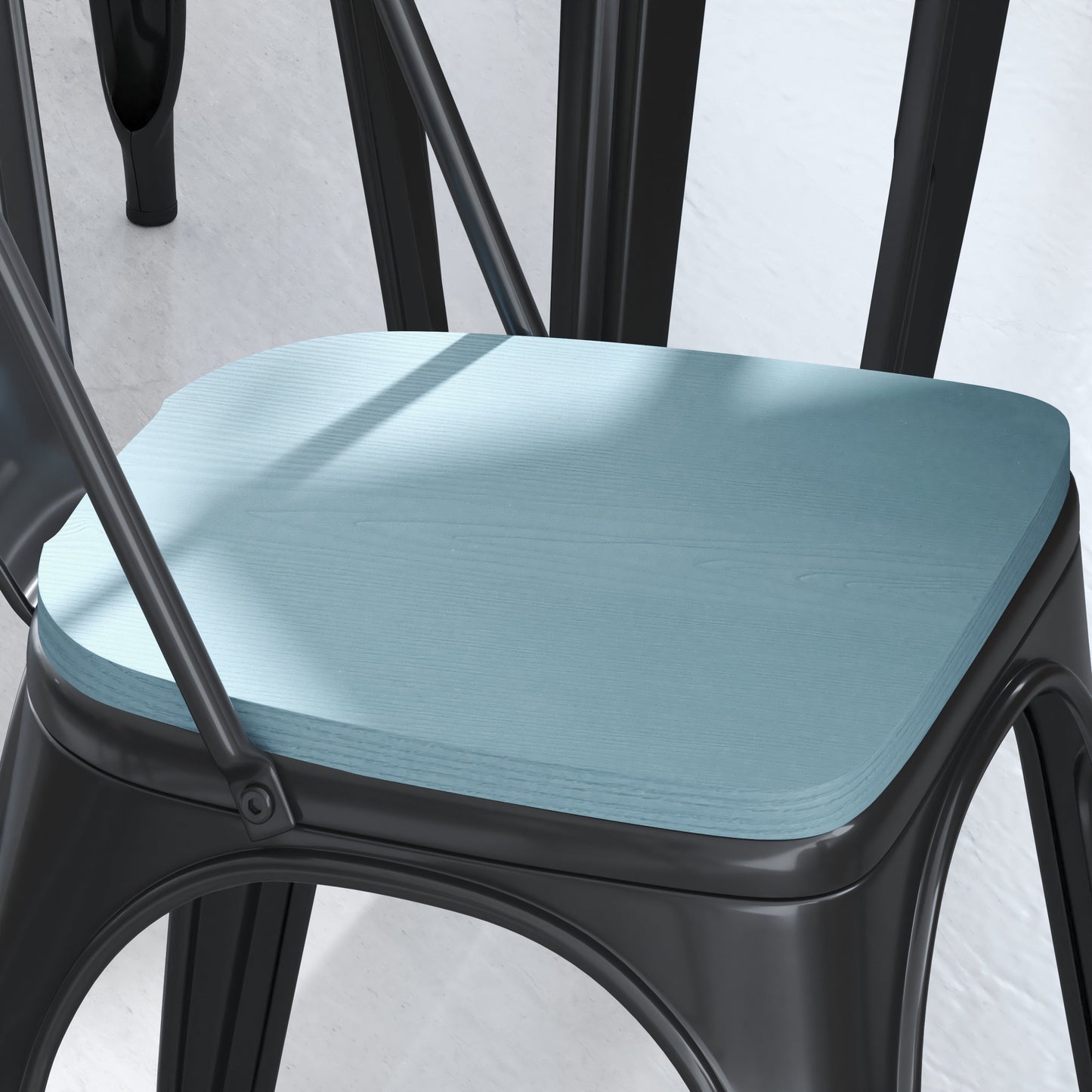 4PK Teal-Blue Poly Chair Seats 4-JJ-SEA-PL01-CB-GG