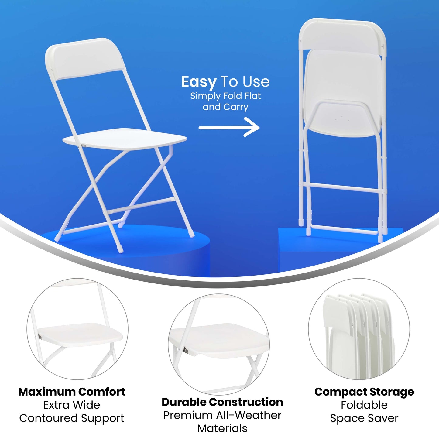 4 Pack White Folding Chairs 4-LE-L-3-W-WH-GG