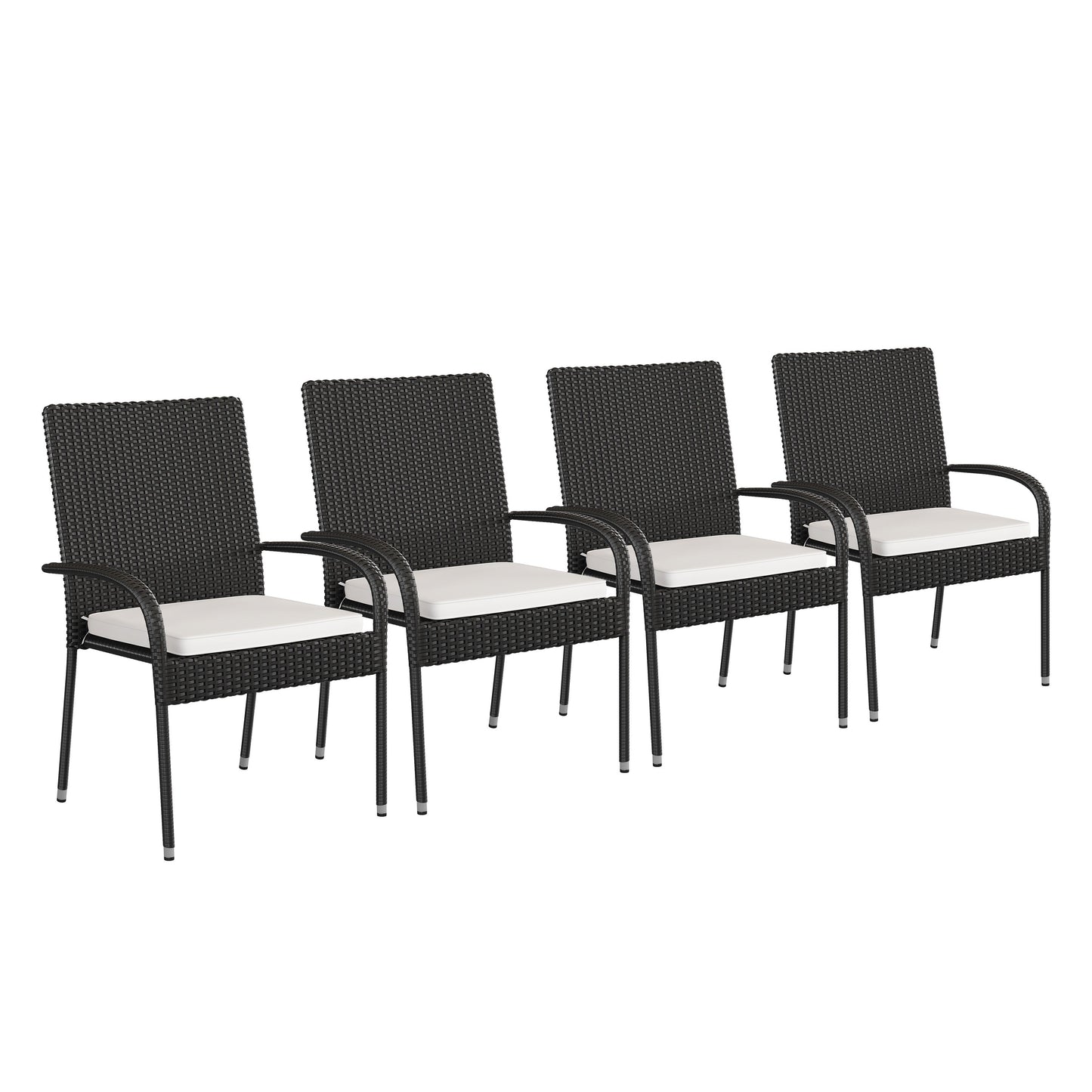 4PK Black Patio Chairs 4-TW-3WBE073-CU01CR-BK-GG