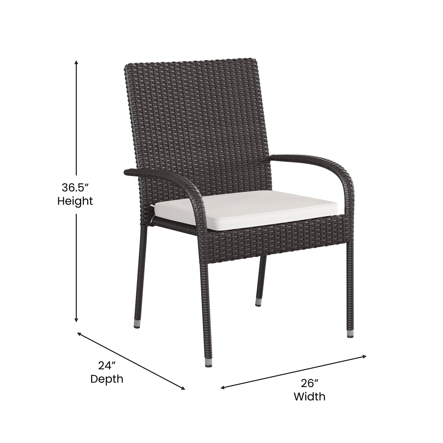 4PK Espresso Patio Chairs 4-TW-3WBE073-CU01CR-ESP-GG