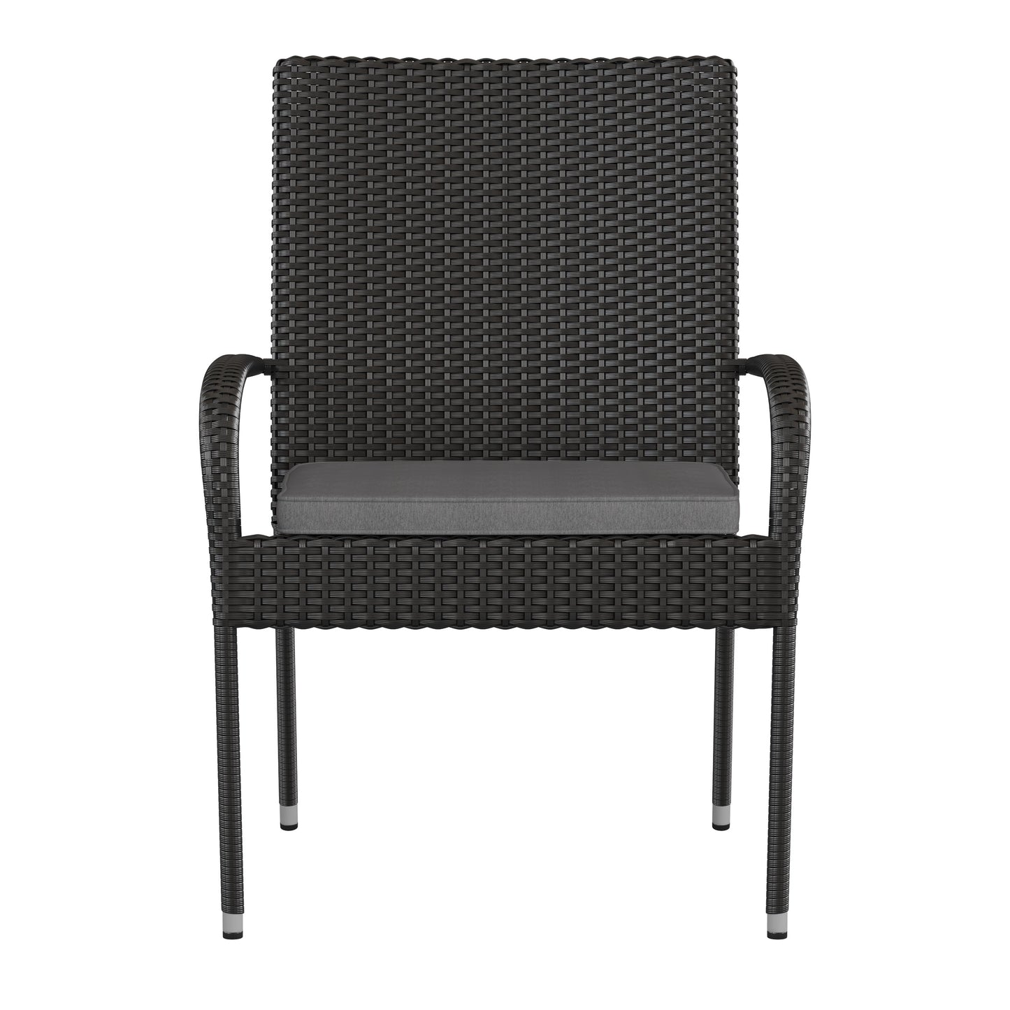 Contemporary Set of 4 Indoor/Outdoor PE Wicker Patio Chairs with Seat Cushions