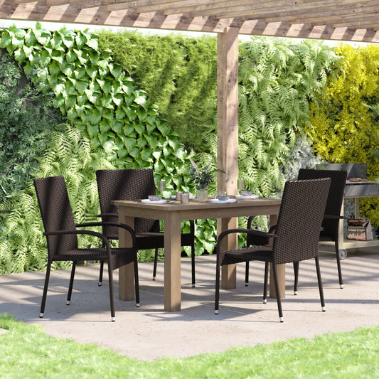 4PK Espresso Patio Armchairs 4-TW-3WBE073-ESP-GG