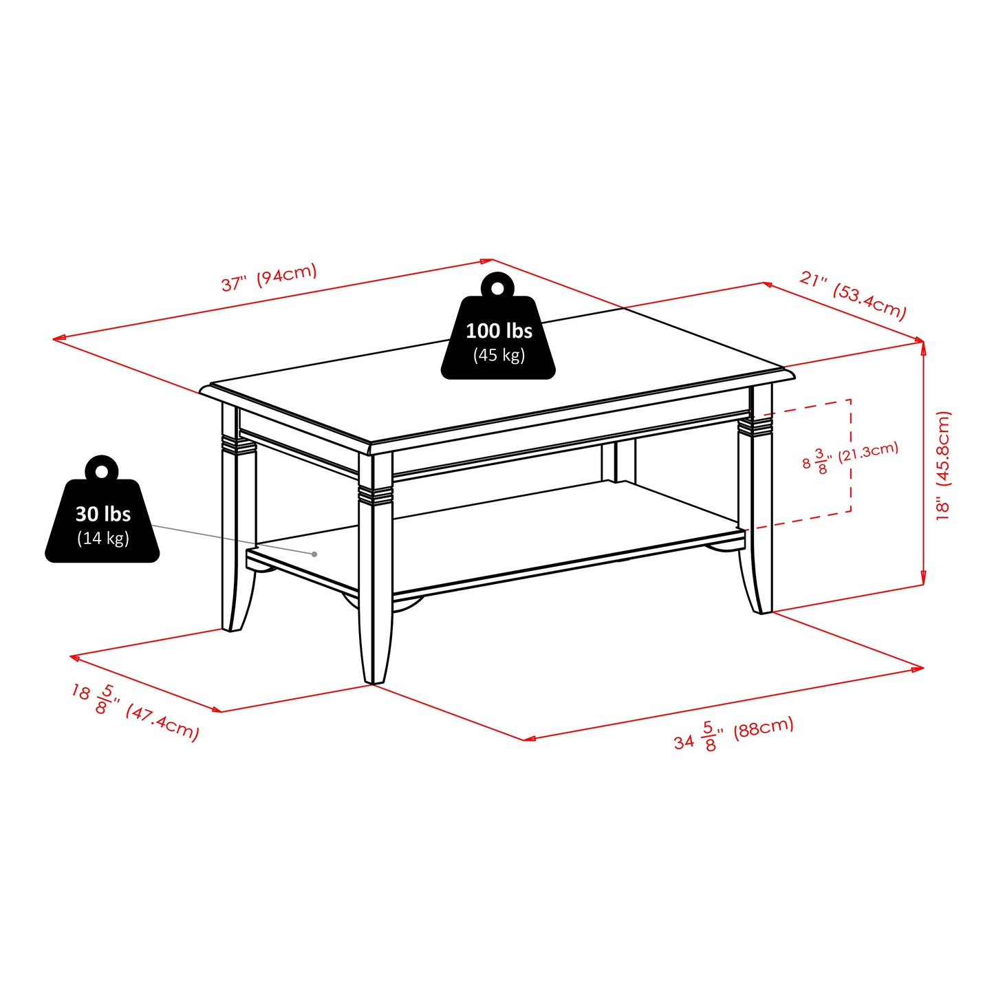 Nolan Coffee Table, Cappuccino