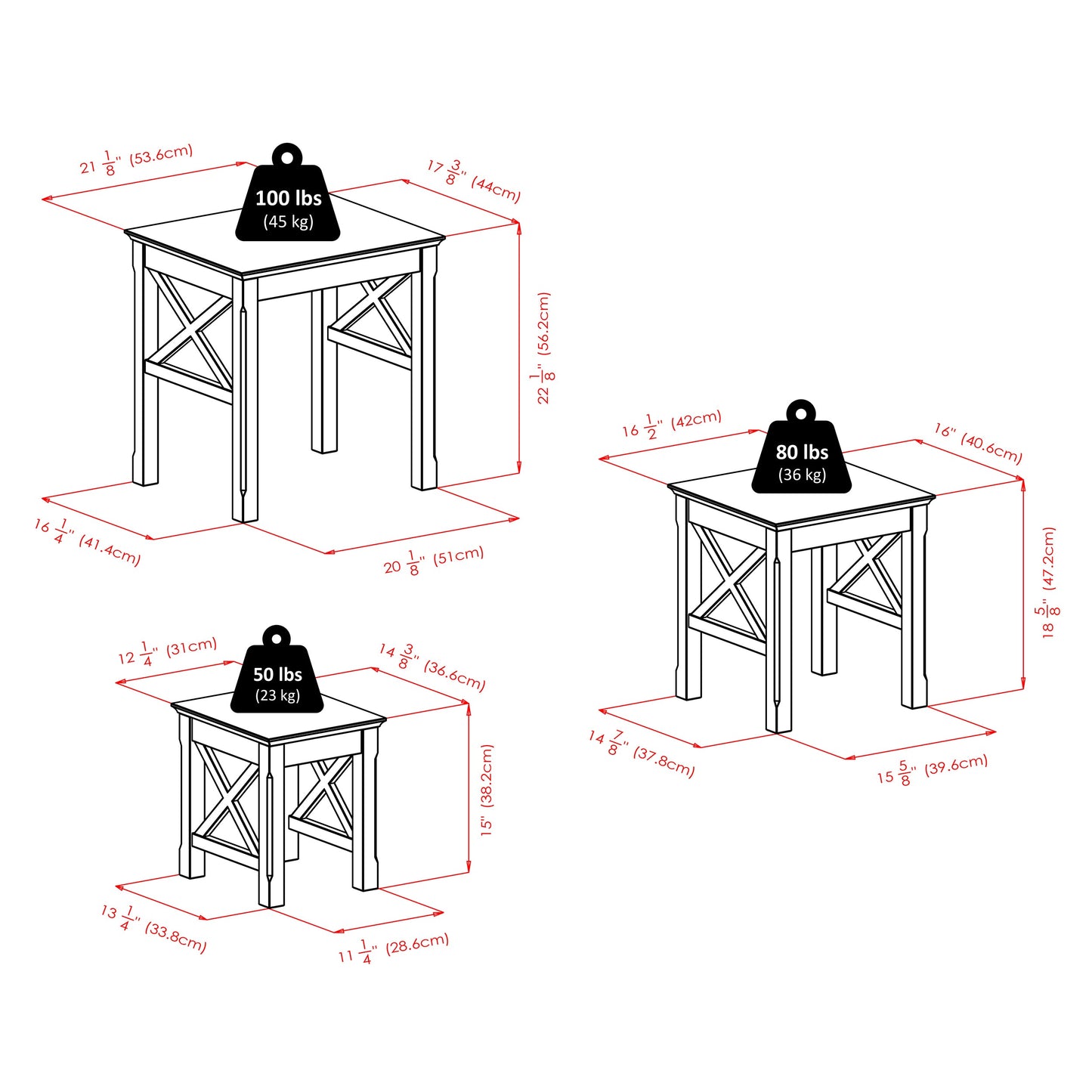 Xola 3-Pc Nesting Tables, Cappuccino