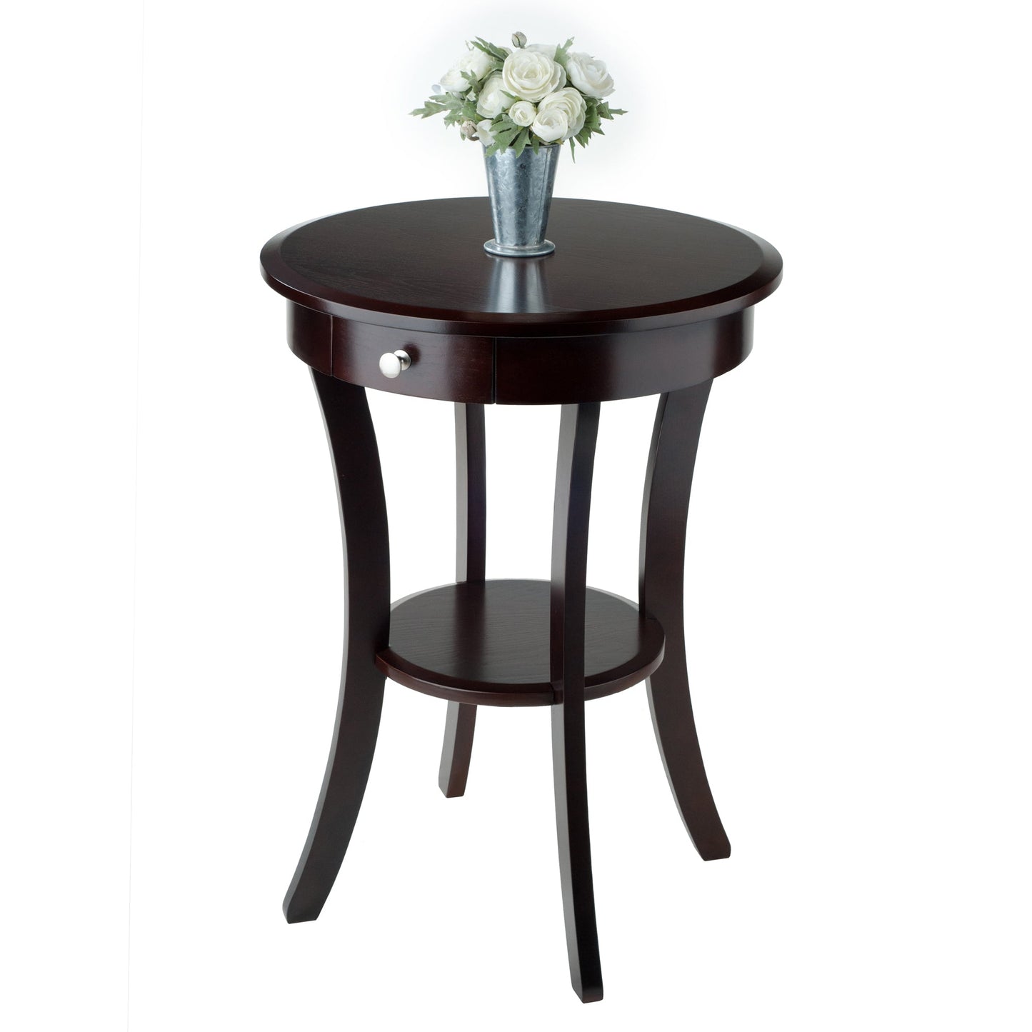 Sasha Round Accent Table, Cappuccino