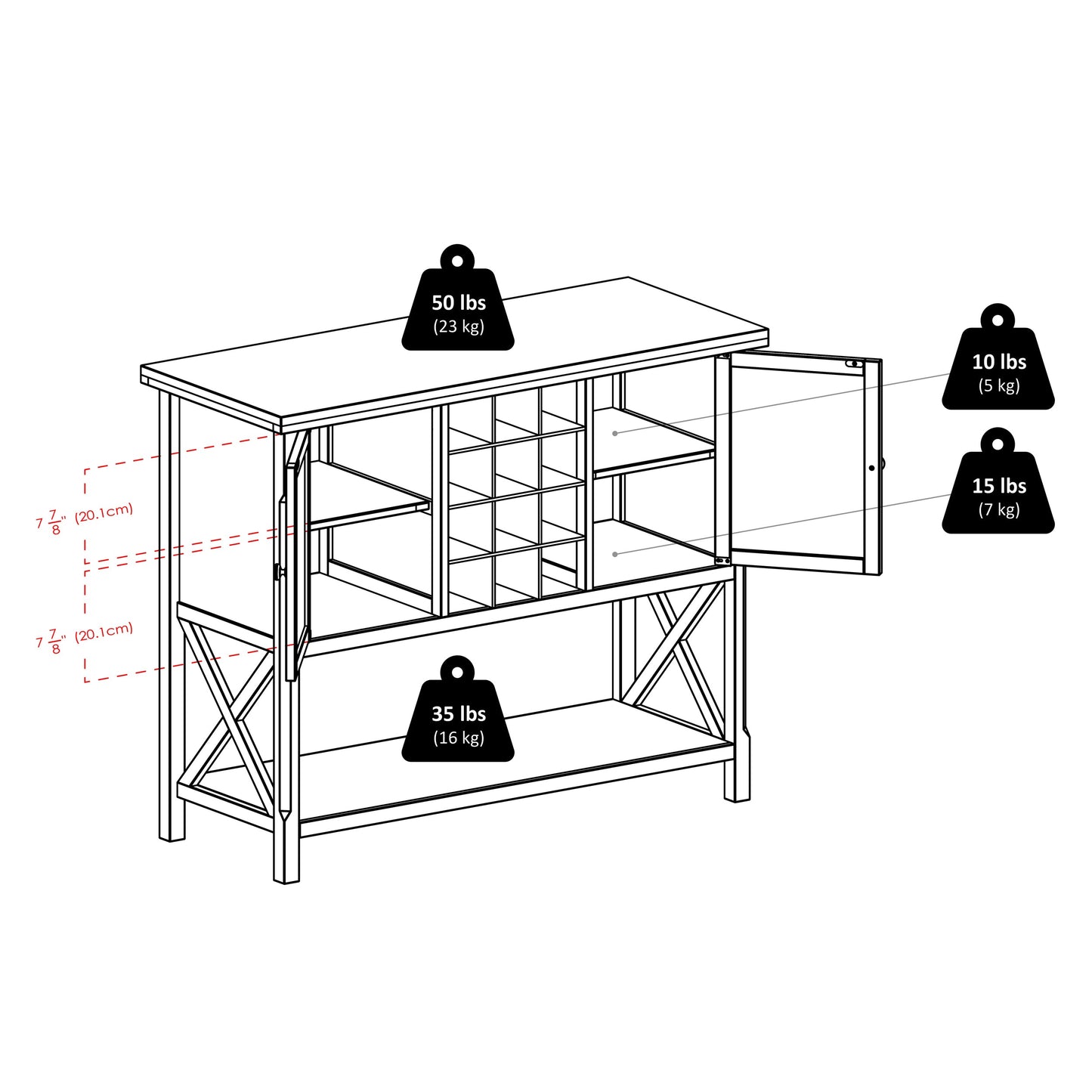 Xola Buffet Cabinet, Cappuccino