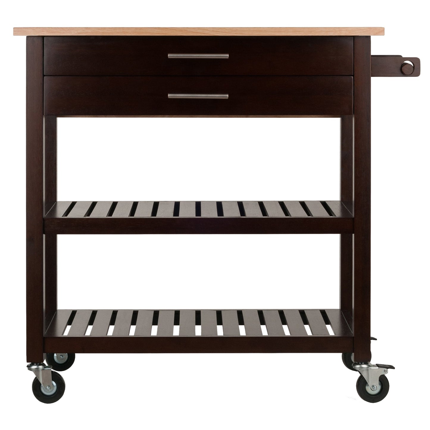 Langdon Kitchen Cart, Drop Leaf, Cappuccino and Natural