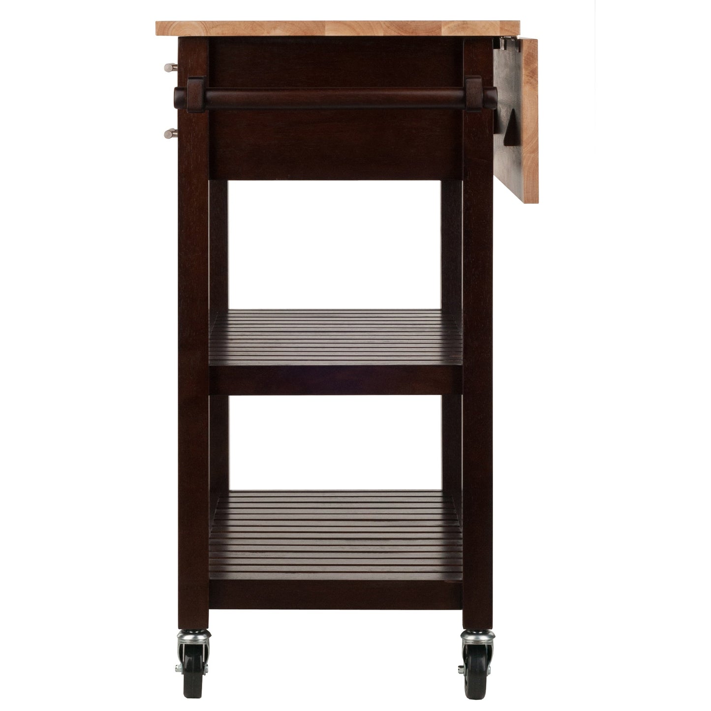 Langdon Kitchen Cart, Drop Leaf, Cappuccino and Natural