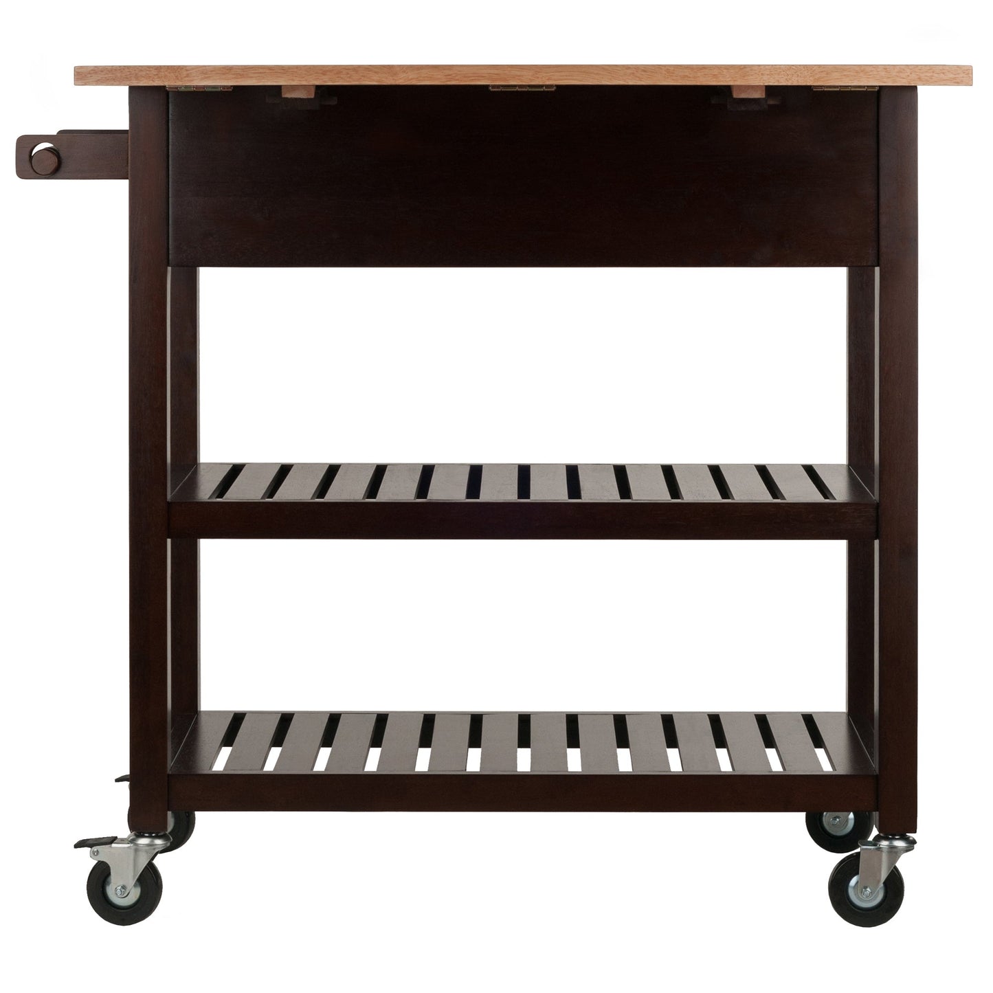 Langdon Kitchen Cart, Drop Leaf, Cappuccino and Natural