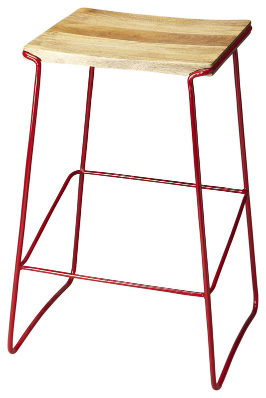 Parrish Wood & Metal 31" Bar Stool in Red  4271293