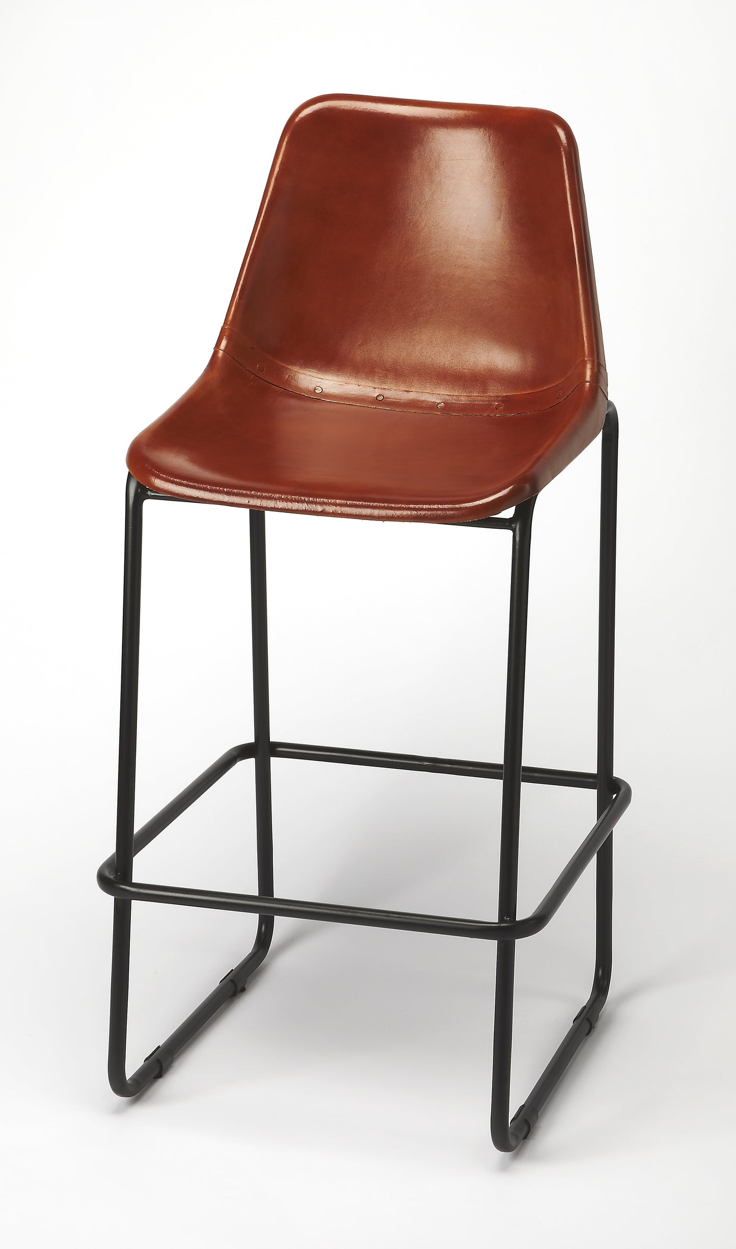 Myles Leather 28" Bar Stool in Medium Brown  4348344