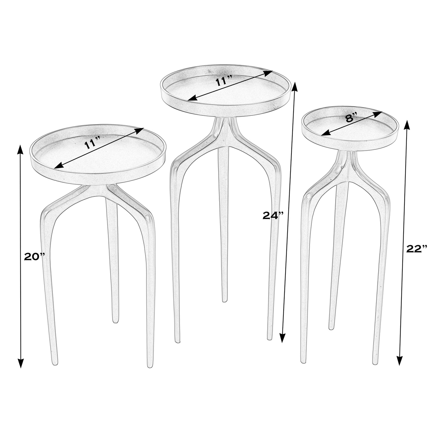 Emilie Outdoor Scatter Table Set of 3 in  4421437