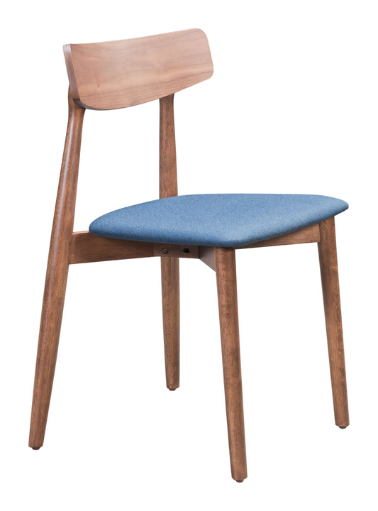 Newman Dining Chair (Set of 2) Walnut & Blue