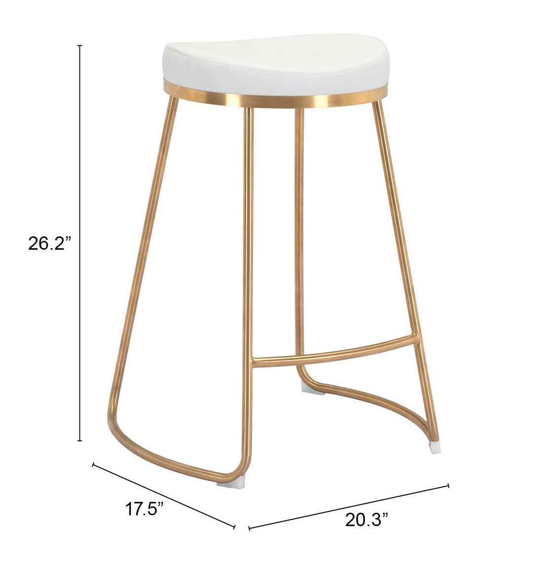 Bree Counter Stool (Set of 2) White & Gold