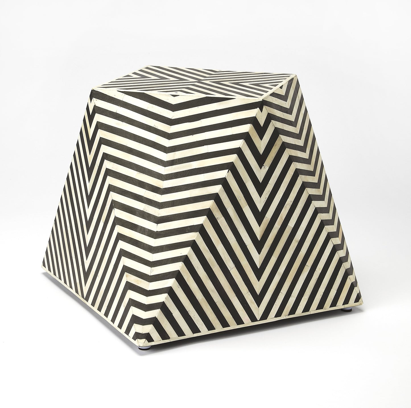 Zanzibar Bone Inlay Side Table in Black and White  5266318