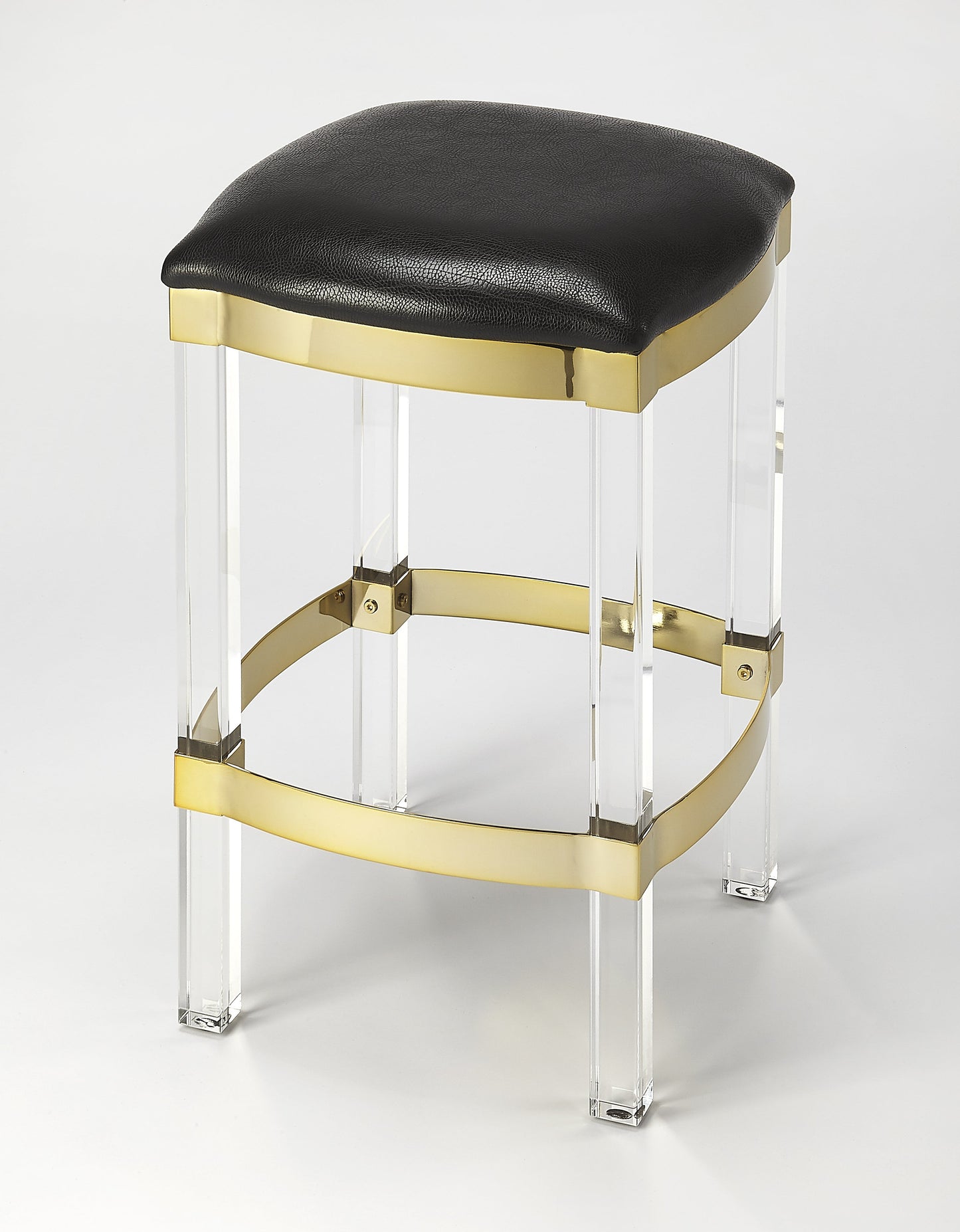 Jordan Acrylic & Leather 24" Counter Stool in Black  5322034