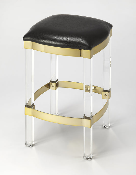 Jordan Acrylic & Leather 24" Counter Stool in Black  5322034