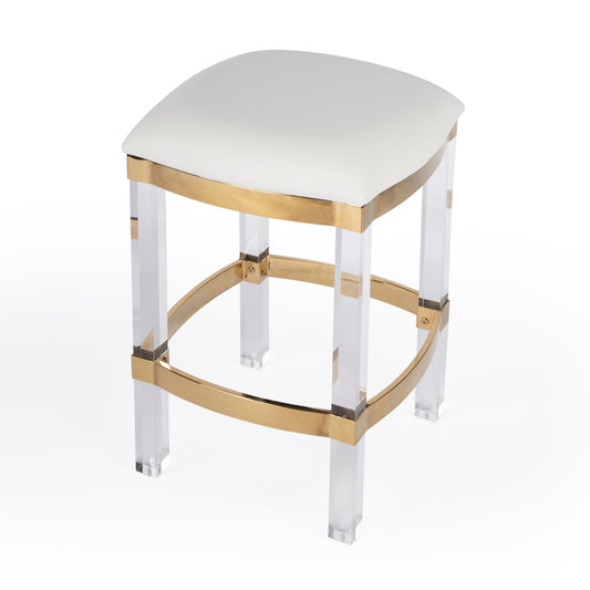 Jordan Acrylic & Polished Brass 24" Counter Stool in White  5322402