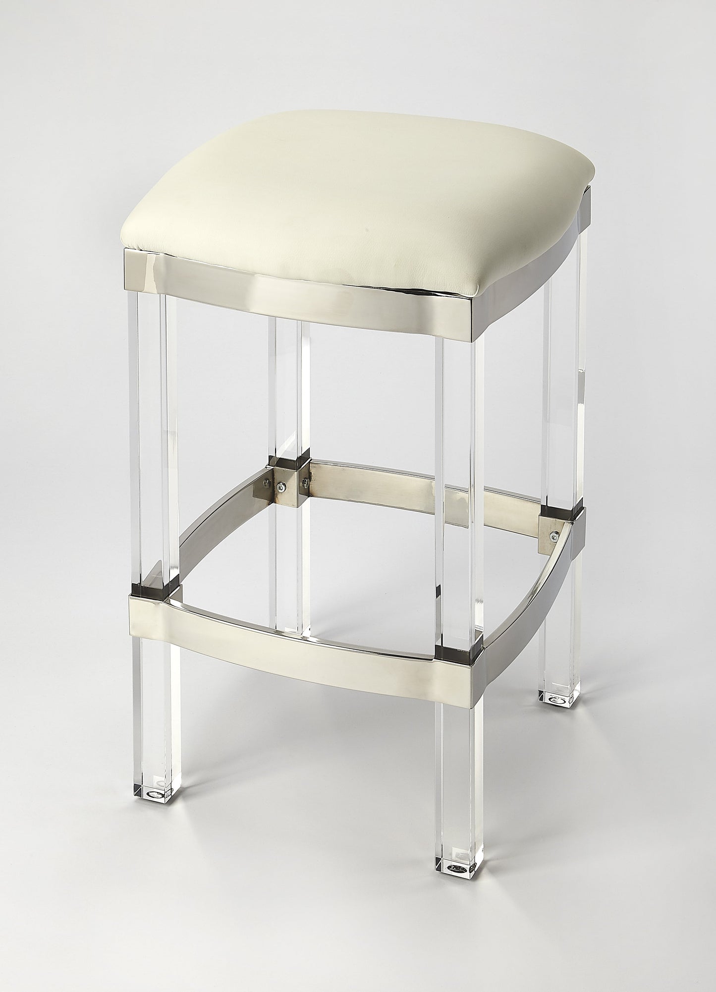 Jordan Acrylic & Leather 24" Counter Stool in White  5322411