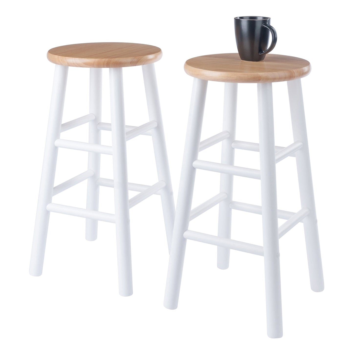 Huxton 2-Pc Counter Stool Set, Natural and White