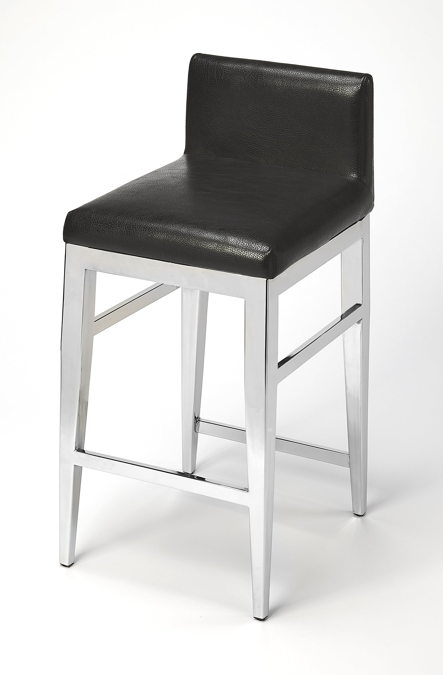 Kelsey Stainless Steel Faux Leather 25"Counter Stool in Black  5324034