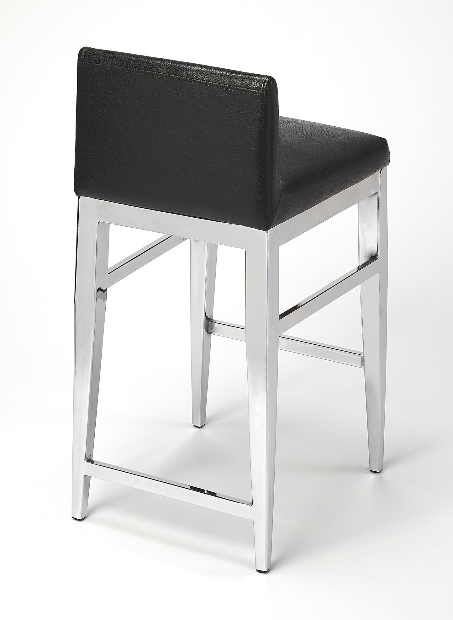 Kelsey Stainless Steel Faux Leather 25"Counter Stool in Black  5324034