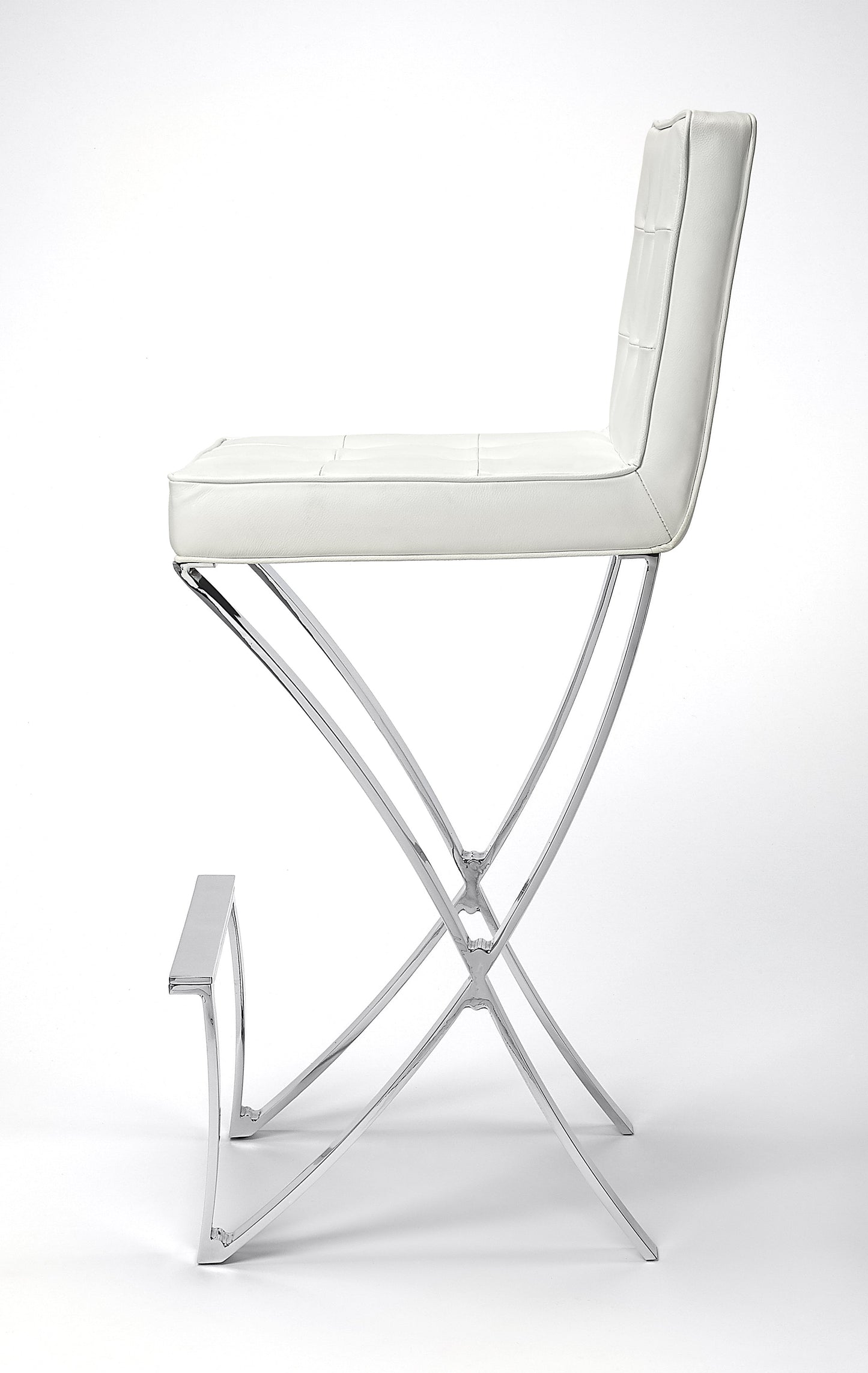 Darcy Chrome Plated Faux Leather 28.5" Bar Stool in White  5325411