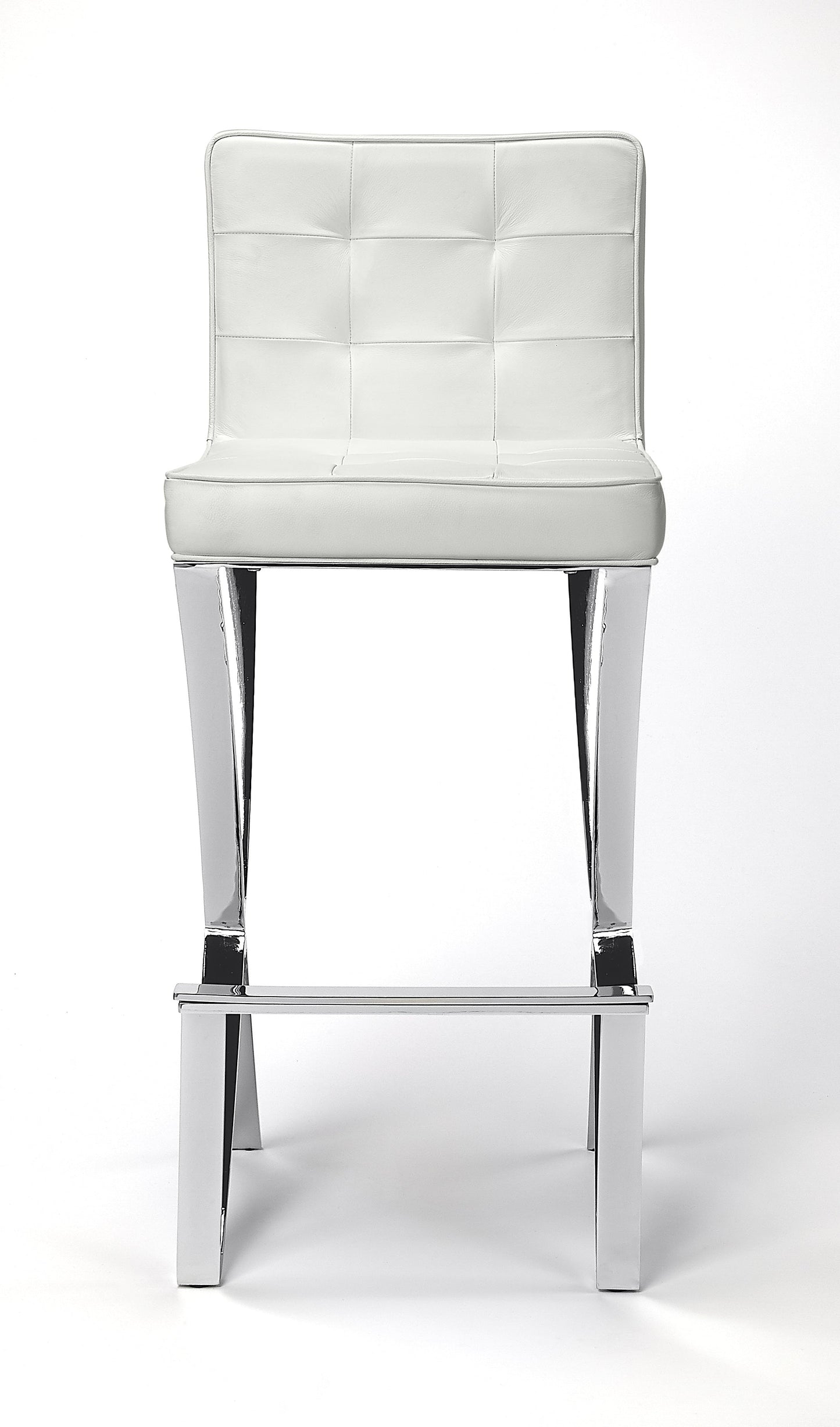 Darcy Chrome Plated Faux Leather 28.5" Bar Stool in White  5325411