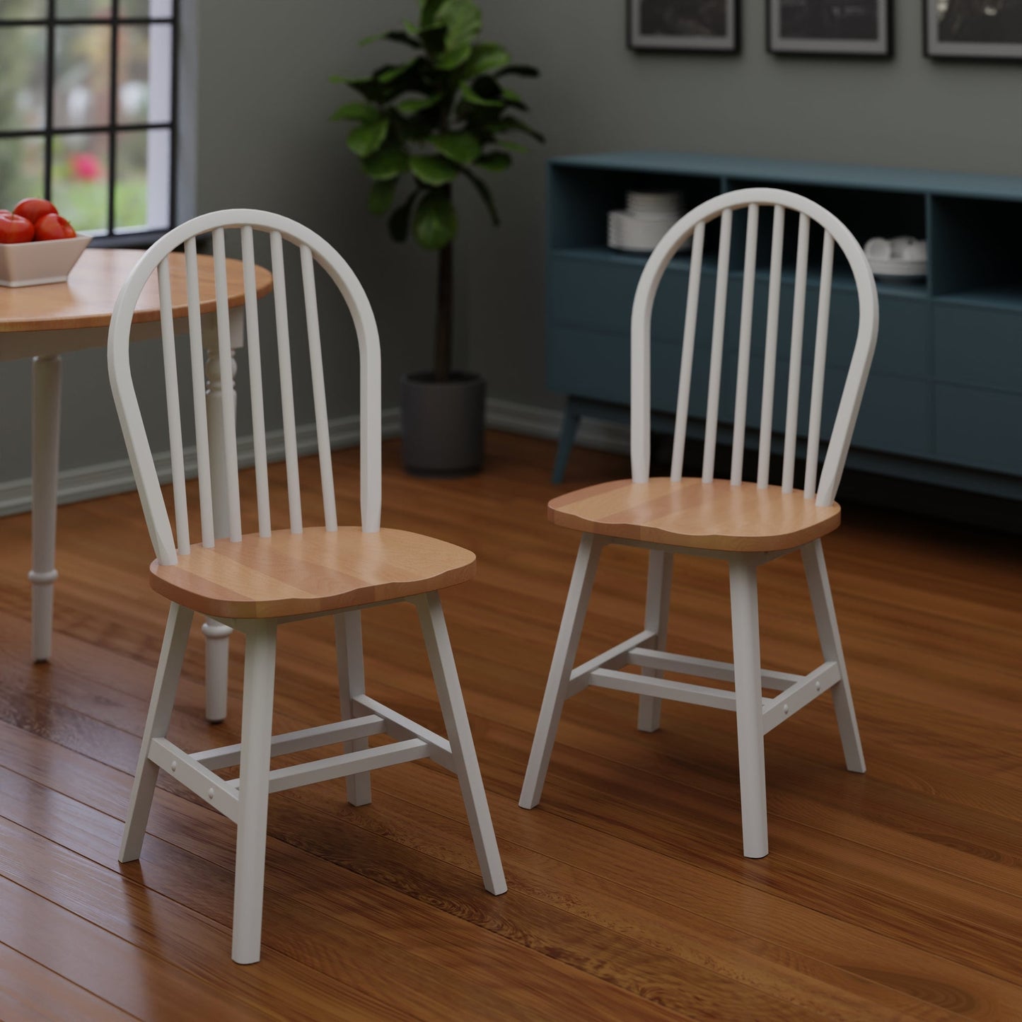 Windsor 2-Pc Chair Set, Natural and White