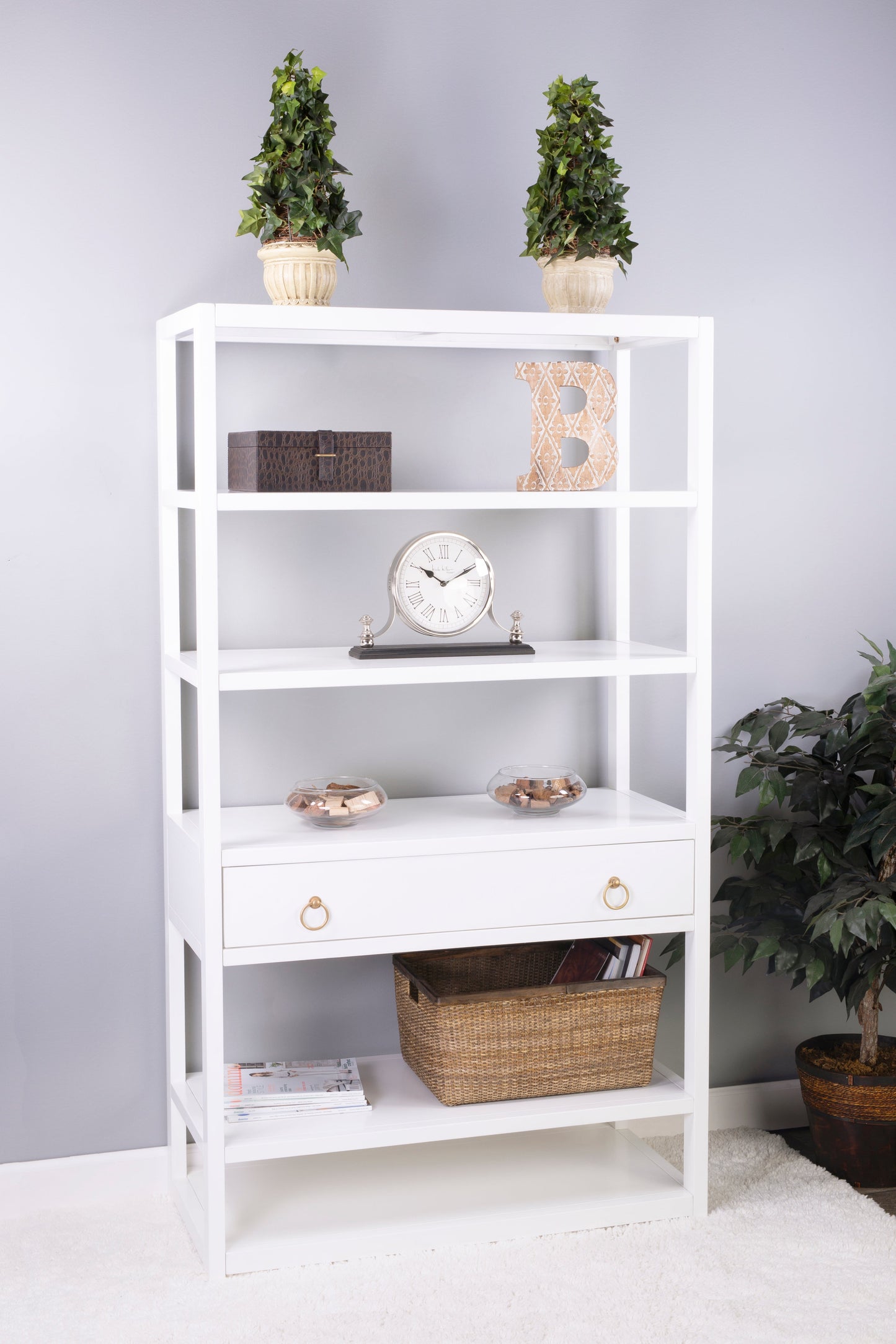 Lark 5 Tier 39"W Etagere Bookcase in White  5391304